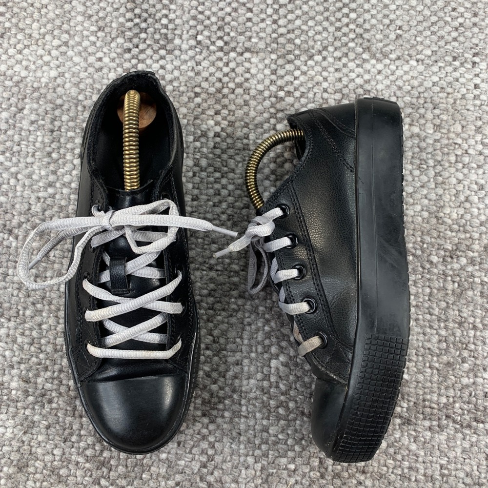 TredSafe Slip Resistant Work Sneakers Womens 7W Black Leather MNTS0341051